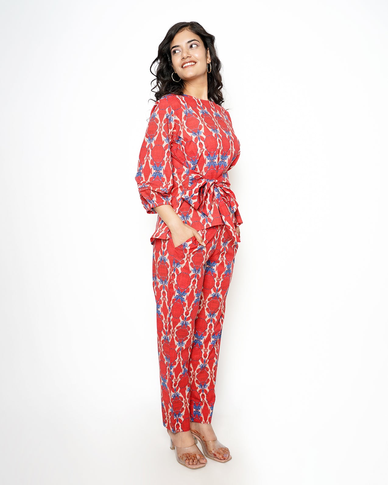 Poppy Red Printed Cotton Co-ord Set