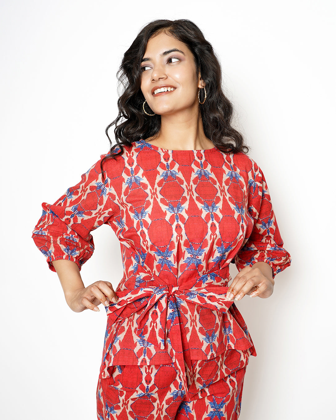 Poppy Red Printed Cotton Co-ord Set