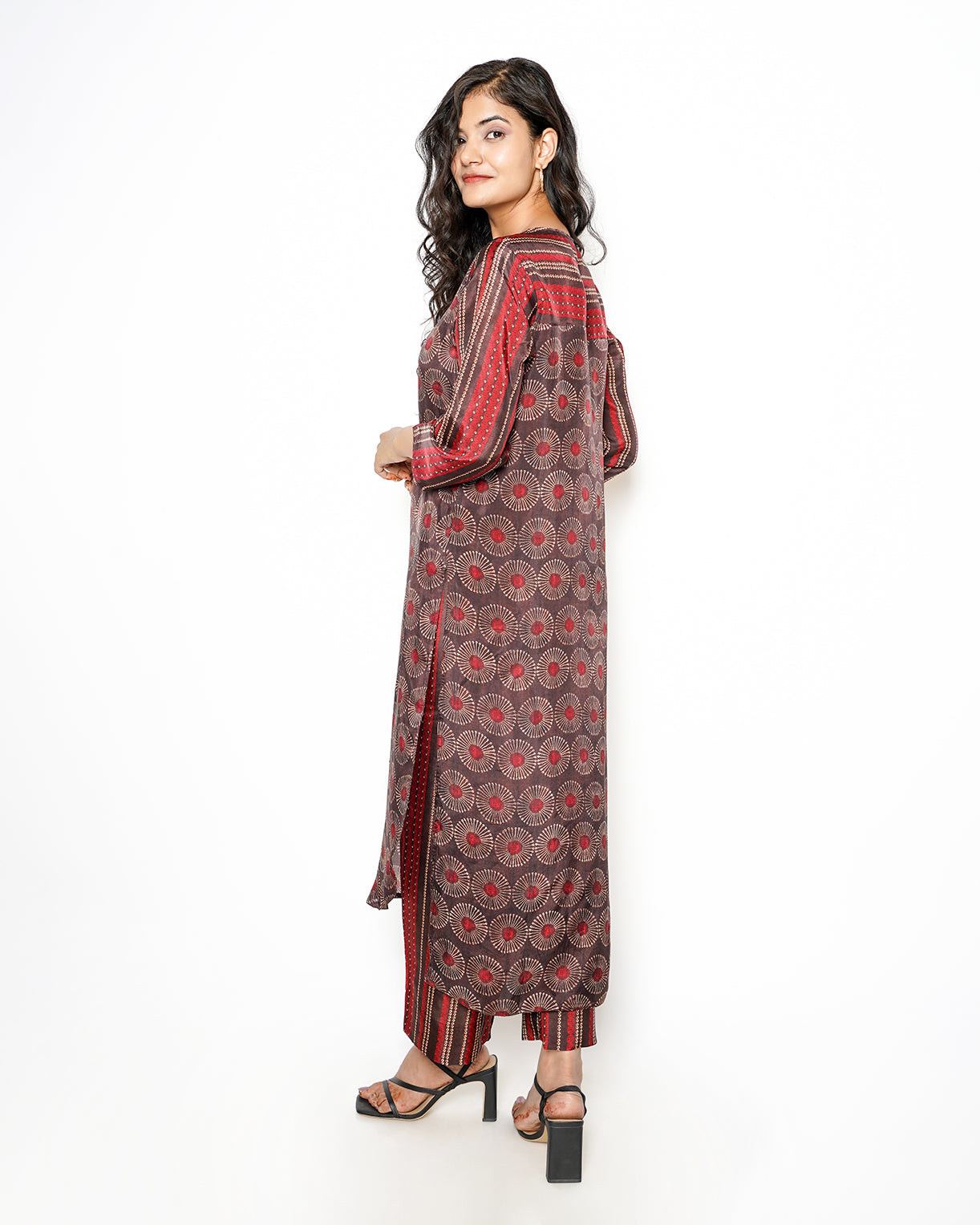 Congo Brown Summer Silk High Low Kurta Set