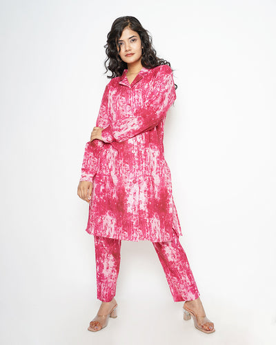 Dreamy Pink Tie Dye Digital Print Cotton Co-ord Set