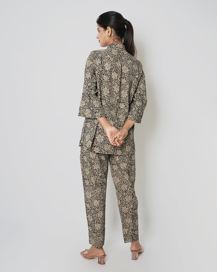 Daisy Night Kalamkari Print Cotton Co-ord Set