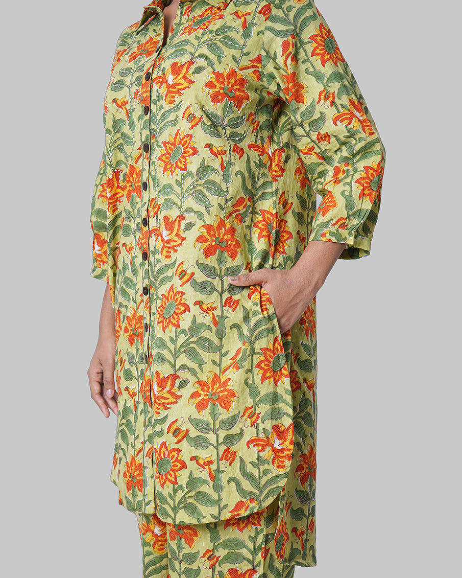 Sunny Day Floral Handblock Print Cotton Co-ord Set