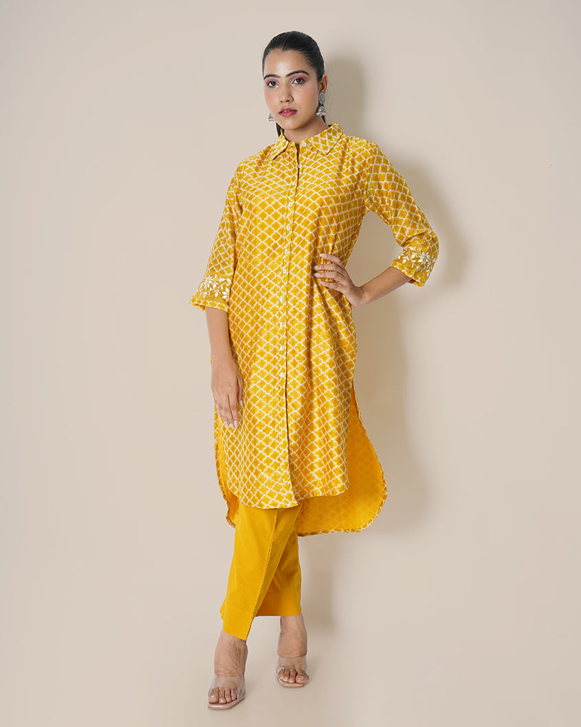 Golden poppy Printed Chanderi Co-ord Set