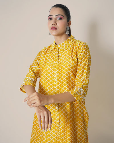 Golden poppy Printed Chanderi Co-ord Set