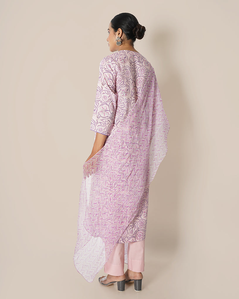 Peony Dream Handblock Print Modal Cotton Suit Set