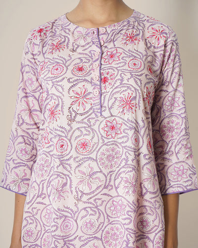 Peony Dream Handblock Print Modal Cotton Suit Set