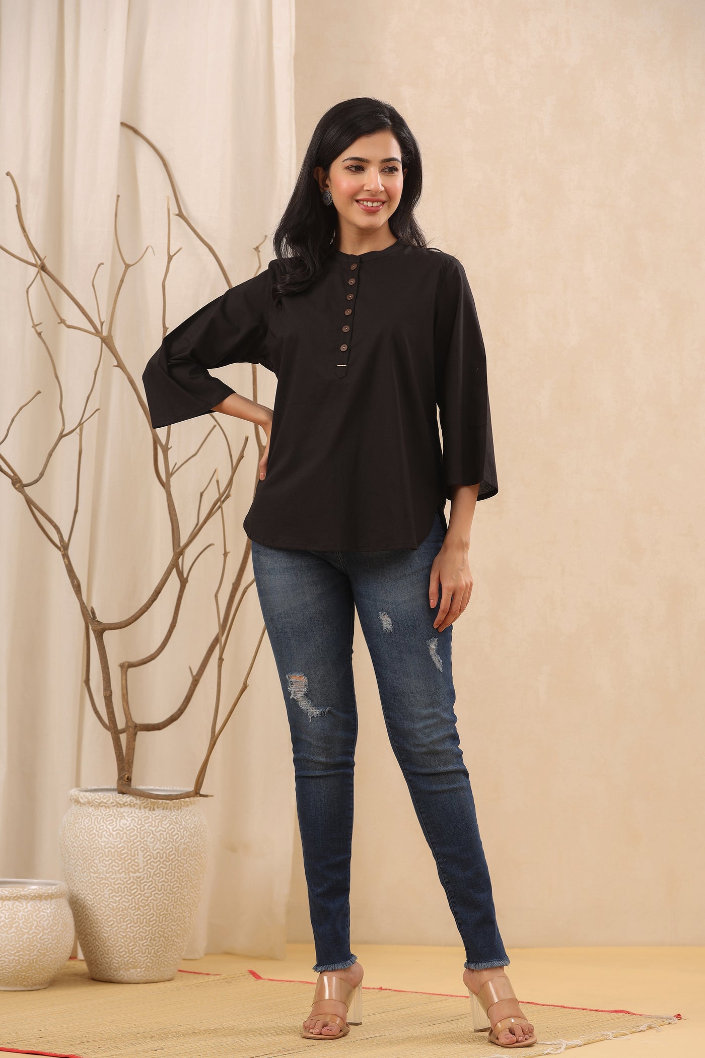 Absolute Black Cotton Top