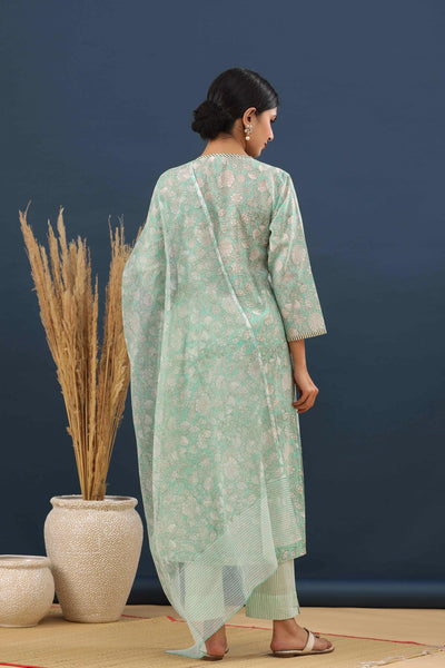 Flowering Mint Printed Cotton Suit Set