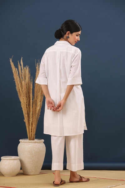 Snowy Day White Cotton Slub Co-ord Set