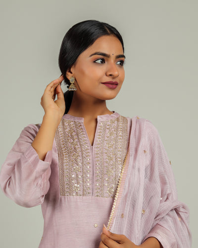 Rosemary Dahlia Marori Work Chanderi Suit Set