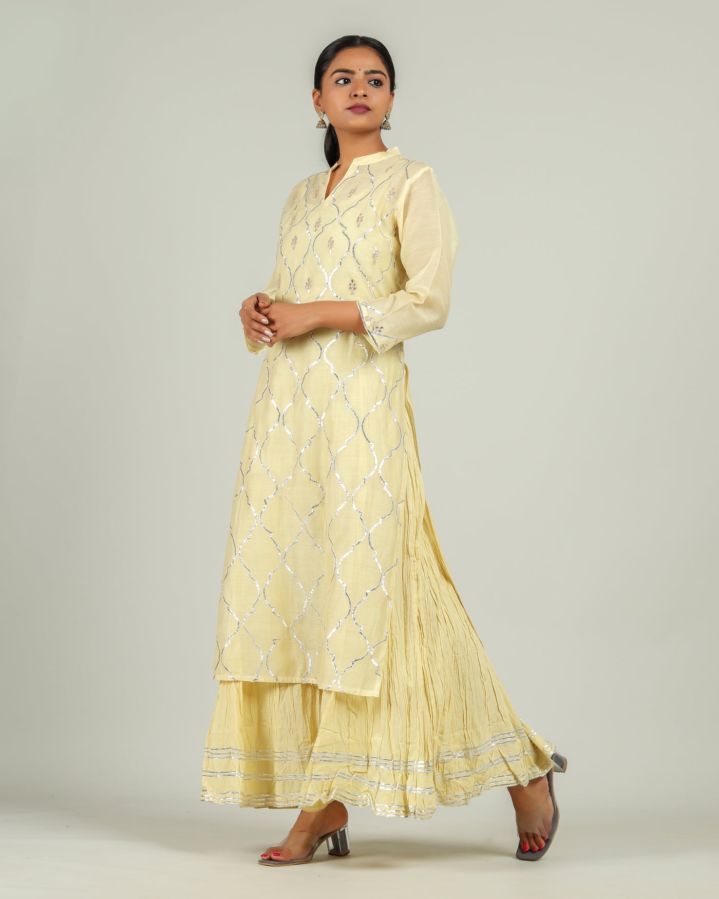 Touch of Sunshine Gota Work Chanderi Kurta Set